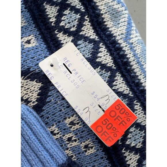 Vintage 90s Lord Isaacs Cardigan Size Medium Button Up Fair Isle Deadstock NEW - Picture 6 of 7
